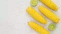 top view boiled corn with copy space. High quality photo