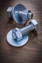 Top view of bolt washers construction nuts and screwbolts Royalty Free Stock Photo