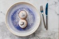 Top view of Bombolone is an Italian filled doughnut and is eaten as a snack food and dessert Royalty Free Stock Photo