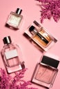 top view of bottles of perfumes