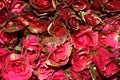 Top view bouquet of red roses background