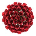 Top view bouquet of red roses in vase isolated on white Royalty Free Stock Photo