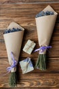 Top view of bouquets of lavender