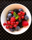 Top view of a bowl of berries