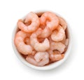 Top view of bowl with boiled shrimps Royalty Free Stock Photo