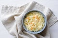 Top view of bowl of fermented vegetables and cabbage Royalty Free Stock Photo