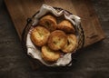 Top view of a bowl filled with freshly baked Yorkshire Puddings Royalty Free Stock Photo