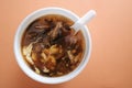 Top view of a bowl of Hong Kong-Style Imitation Shark Fin Soup Royalty Free Stock Photo