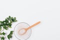 Top view bowl of natural sea salt