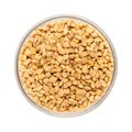 Top view of Bowl of Organic Fenugreek.