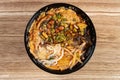 top view bowl of take away guilin rice noodles Royalty Free Stock Photo