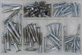 Top view box of silver galvanized wood screws