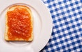 Top view on bread with apricot jam Royalty Free Stock Photo