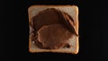 TOP VIEW: Bread with a chocolate paste