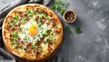 Top View Breakfast Pizza With Bacon Royalty Free Stock Photo