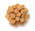 Top view of brown cane sugar cubes Royalty Free Stock Photo