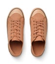 Top view of brown canvas sport shoes