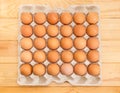 Top view of brown eggs in the cardboard egg tray Royalty Free Stock Photo