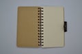 Top view of brown and cream color notebook recycled paper on white background Royalty Free Stock Photo
