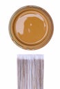 Top view brown paint can with brush Royalty Free Stock Photo