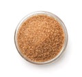 Top view of brown sugar in glass bowl Royalty Free Stock Photo