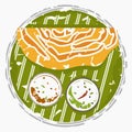 Top View Brush Stroke Masala Dosa on Plate Vector Illustration Royalty Free Stock Photo