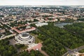 Top view of the building of the Bolshoi Opera and ballet theater and Park in Minsk.Public building.Belarus