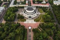 Top view of the building of the Bolshoi Opera and ballet theater and Park in Minsk.Public building.Belarus