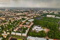 Top view of the building of the Bolshoi Opera and ballet theater and Park in Minsk.Public building.Belarus