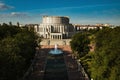 Top view of the building of the Bolshoi Opera and ballet theater and Park in Minsk.Public building.Belarus