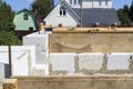 top view of the building floor between the floors in the country house under construction from the foam block Royalty Free Stock Photo