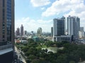 Top view building landscape city, blue sky