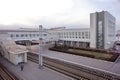 Top view of the building of the Railway Station in the Siberian city of Barabinsk, built in 1984, reconstructed in 2011. Trans- Royalty Free Stock Photo