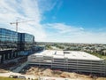 Top view building under construction with working crane North of Dallas, Texas Royalty Free Stock Photo