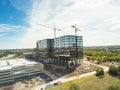 Top view building under construction with working crane North of Dallas, Texas Royalty Free Stock Photo