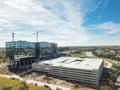 Top view building under construction with working crane North of Dallas, Texas Royalty Free Stock Photo