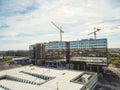 Top view building under construction with working crane North of Dallas, Texas Royalty Free Stock Photo