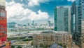 Top view of buildings at day in finance urban timelapse, hong kong city Royalty Free Stock Photo