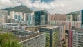 Top view of buildings at day in finance urban timelapse, hong kong city Royalty Free Stock Photo