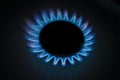 Top view of the flame from gas stove with black background Royalty Free Stock Photo