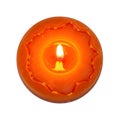 Top View of a Burning Orange Candle with a Wavy Edge Royalty Free Stock Photo