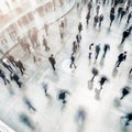 Top view of a business center, blur, many people moving in different directions Royalty Free Stock Photo