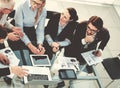 business colleagues using a digital tablet to work with business documents. Royalty Free Stock Photo