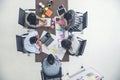 Top view business people meeting together at office desk in conference room. Team business meeting partnership planning Royalty Free Stock Photo