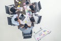 Top view business people meeting together at office desk in conference room. Team business meeting partnership planning Royalty Free Stock Photo