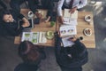 Top view business people meeting together at office desk in conference room. Team business meeting partnership planning Royalty Free Stock Photo