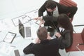 Top view.business team analyzes in the financial data