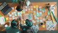 Top view of business team looking laptop screen and sharing idea. Symposium. Royalty Free Stock Photo