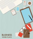 Top view of Business workspace . Royalty Free Stock Photo