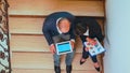 Top view of businesswoman holding clipboard discussing Royalty Free Stock Photo